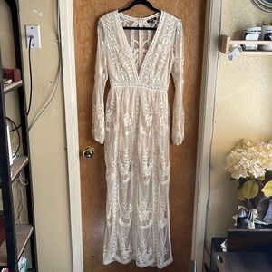 WISHLIST ivory sheer romper/dress S bridal shower wedding ready bride outfit